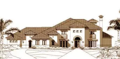 Mediterranean house plans 19-228 - front exterior, 6,508 sq ft, 5 bed, 5 bath house plans | Monster House Plans