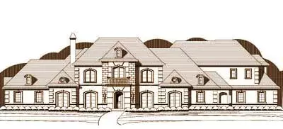 European house plans 19-250 - front exterior, 5,470 sq ft, 4 bed, 5 bath house plans | Monster House Plans