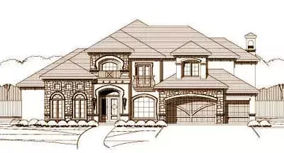 European house plans 19-252 - front exterior, 5,296 sq ft, 5 bed, 4 bath house plans | Monster House Plans
