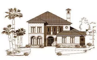 Tuscan house plans 19-260 - front exterior, 3,993 sq ft, 5 bed, 4 bath house plans | Monster House Plans