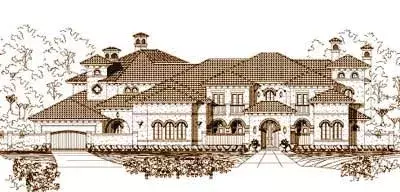Mediterranean house plans 19-265 - front exterior, 7,143 sq ft, 4 bed, 3 bath house plans | Monster House Plans