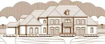 European house plans 19-268 - front exterior, 5,829 sq ft, 4 bed, 5 bath house plans | Monster House Plans