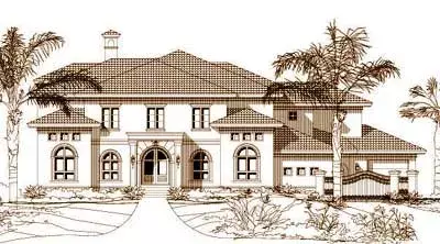 Mediterranean house plans 19-282 - front exterior, 4,669 sq ft, 5 bed, 5 bath house plans | Monster House Plans