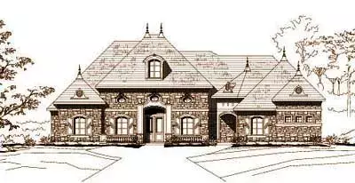 European house plans 19-284 - front exterior, 4,632 sq ft, 3 bed, 3 bath house plans | Monster House Plans