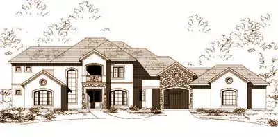 Tuscan house plans 19-287 - front exterior, 4,380 sq ft, 5 bed, 3 bath house plans | Monster House Plans