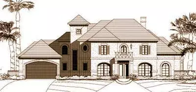 European house plans 19-290 - front exterior, 4,146 sq ft, 4 bed, 3 bath house plans | Monster House Plans