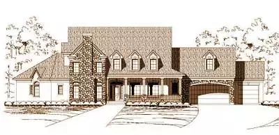 Country house plans 19-300 - front exterior, 5,078 sq ft, 4 bed, 4 bath house plans | Monster House Plans