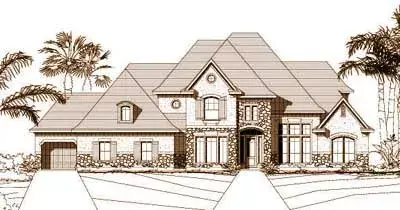 French Country house plans 19-301 - front exterior, 4,662 sq ft, 5 bed, 4 bath house plans | Monster House Plans