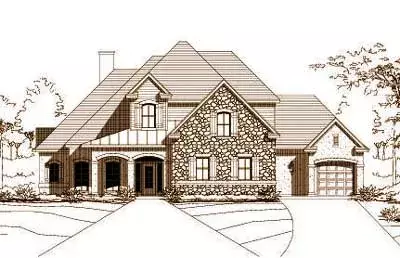 French Country house plans 19-315 - front exterior, 3,996 sq ft, 4 bed, 3 bath house plans | Monster House Plans