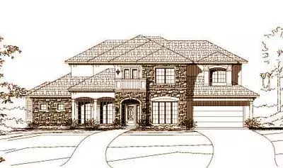 Tuscan house plans 19-319 - front exterior, 4,292 sq ft, 4 bed, 3 bath house plans | Monster House Plans