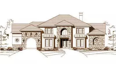 Tuscan house plans 19-326 - front exterior, 4,432 sq ft, 4 bed, 3 bath house plans | Monster House Plans