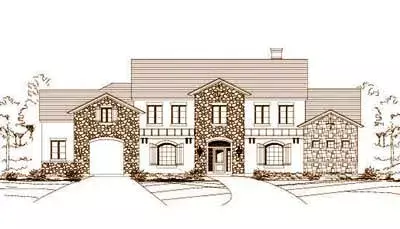 Tuscan house plans 19-327 - front exterior, 4,432 sq ft, 4 bed, 3 bath house plans | Monster House Plans