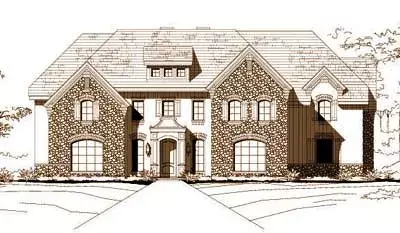 European house plans 19-332 - front exterior, 4,468 sq ft, 4 bed, 3 bath house plans | Monster House Plans