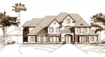 French Country house plans 19-338 - front exterior, 5,446 sq ft, 4 bed, 4 bath house plans | Monster House Plans