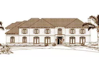 Traditional house plans 19-345 - front exterior, 7,804 sq ft, 5 bed, 6 bath house plans | Monster House Plans