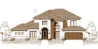 Mediterranean house plans 19-375 - front exterior, 4,642 sq ft, 5 bed, 3 bath house plans | Monster House Plans