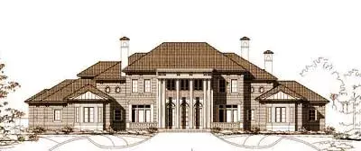 Colonial house plans 19-380 - front exterior, 8,273 sq ft, 5 bed, 6 bath house plans | Monster House Plans