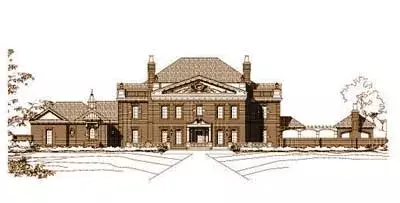 Early American house plans 19-390 - front exterior, 7,943 sq ft, 5 bed, 5 bath house plans | Monster House Plans