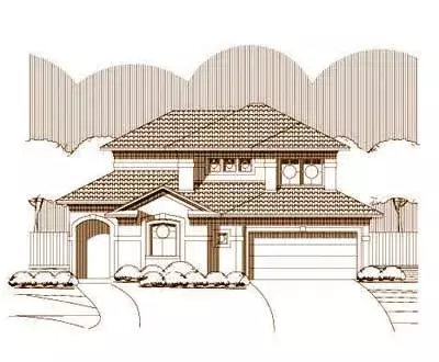 Mediterranean house plans 19-396 - front exterior, 2,287 sq ft, 3 bed, 2 bath house plans | Monster House Plans