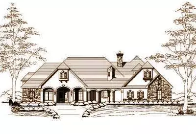 French Country house plans 19-406 - front exterior, 4,241 sq ft, 4 bed, 3 bath house plans | Monster House Plans