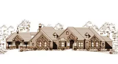 French Country house plans 19-408 - front exterior, 5,888 sq ft, 5 bed, 6 bath house plans | Monster House Plans