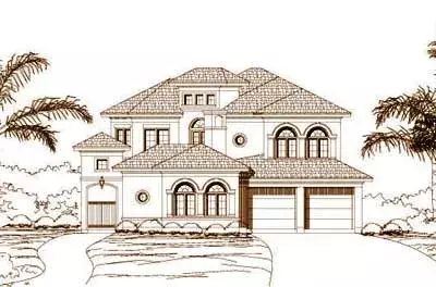 Mediterranean house plans 19-419 - front exterior, 3,913 sq ft, 4 bed, 4 bath house plans | Monster House Plans
