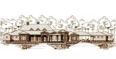 Traditional house plans 19-432 - front exterior, 3,882 sq ft, 4 bed, 4 bath house plans | Monster House Plans