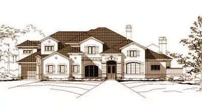 Mediterranean house plans 19-444 - front exterior, 6,342 sq ft, 4 bed, 4 bath house plans | Monster House Plans