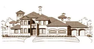 Mediterranean house plans 19-455 - front exterior, 4,773 sq ft, 4 bed, 3 bath house plans | Monster House Plans