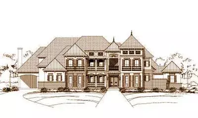 European house plans 19-464 - front exterior, 6,044 sq ft, 5 bed, 5 bath house plans | Monster House Plans