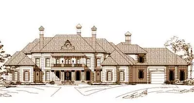 European house plans 19-465 - front exterior, 7,529 sq ft, 5 bed, 6 bath house plans | Monster House Plans