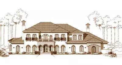 Mediterranean house plans 19-472 - front exterior, 7,651 sq ft, 4 bed, 4 bath house plans | Monster House Plans