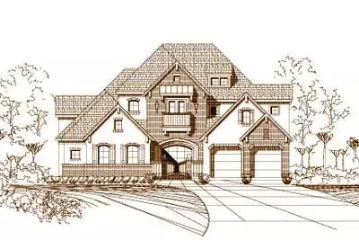 French Country house plans 19-474 - front exterior, 4,332 sq ft, 4 bed, 3 bath house plans | Monster House Plans