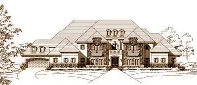European house plans 19-503 - front exterior, 7,961 sq ft, 5 bed, 6 bath house plans | Monster House Plans