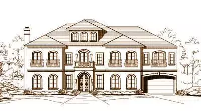 European house plans 19-505 - front exterior, 4,461 sq ft, 4 bed, 4 bath house plans | Monster House Plans