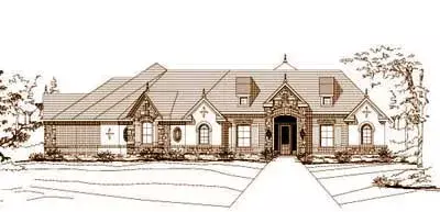 French Country house plans 19-506 - front exterior, 3,706 sq ft, 4 bed, 4 bath house plans | Monster House Plans