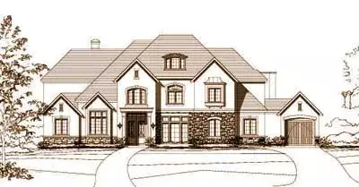French Country house plans 19-513 - front exterior, 5,414 sq ft, 4 bed, 4 bath house plans | Monster House Plans