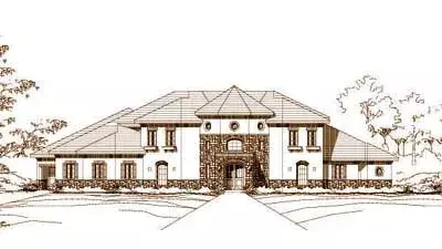 Tuscan house plans 19-519 - front exterior, 5,168 sq ft, 4 bed, 4 bath house plans | Monster House Plans
