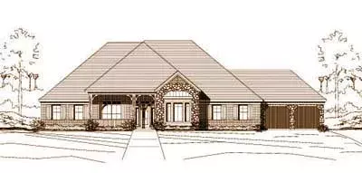 Country house plans 19-521 - front exterior, 3,363 sq ft, 4 bed, 2 bath house plans | Monster House Plans