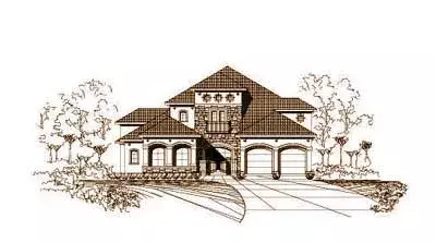 Tuscan house plans 19-523 - front exterior, 4,332 sq ft, 4 bed, 3 bath house plans | Monster House Plans