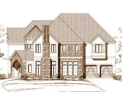 Tuscan house plans 19-535 - front exterior, 4,810 sq ft, 4 bed, 4 bath house plans | Monster House Plans