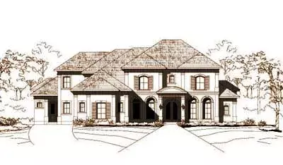 Traditional house plans 19-536 - front exterior, 6,491 sq ft, 4 bed, 5 bath house plans | Monster House Plans