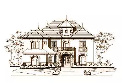 French Country house plans 19-543 - front exterior, 4,352 sq ft, 4 bed, 3 bath house plans | Monster House Plans