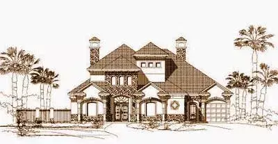 Mediterranean house plans 19-583 - front exterior, 4,648 sq ft, 4 bed, 4 bath house plans | Monster House Plans