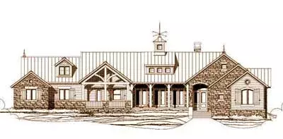 Country house plans 19-584 - front exterior, 2,906 sq ft, 2 bed, 2 bath house plans | Monster House Plans