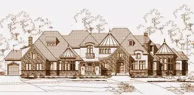 European house plans 19-610 - front exterior, 9,120 sq ft, 5 bed, 5 bath house plans | Monster House Plans