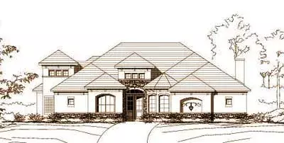 Tuscan house plans 19-619 - front exterior, 2,988 sq ft, 3 bed, 3 bath house plans | Monster House Plans