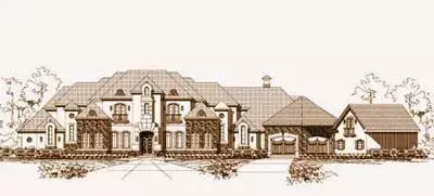 European house plans 19-620 - front exterior, 8,916 sq ft, 5 bed, 6 bath house plans | Monster House Plans