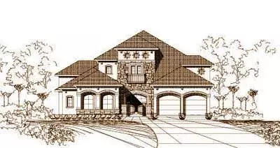 Tuscan house plans 19-638 - front exterior, 4,458 sq ft, 4 bed, 4 bath house plans | Monster House Plans
