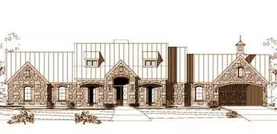 French Country house plans 19-643 - front exterior, 3,737 sq ft, 3 bed, 2 bath house plans | Monster House Plans